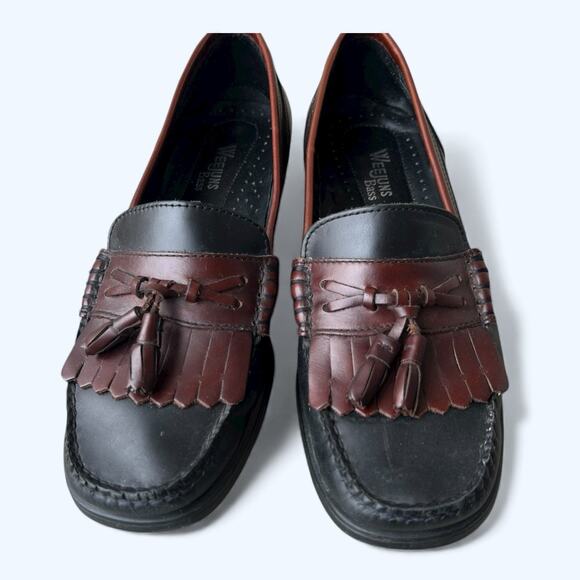 G.H. Bass Weejuns Setta Tassel Loafers Causal Moc Toe Men's Sz 8 M Black Brown - Picture 6 of 9
